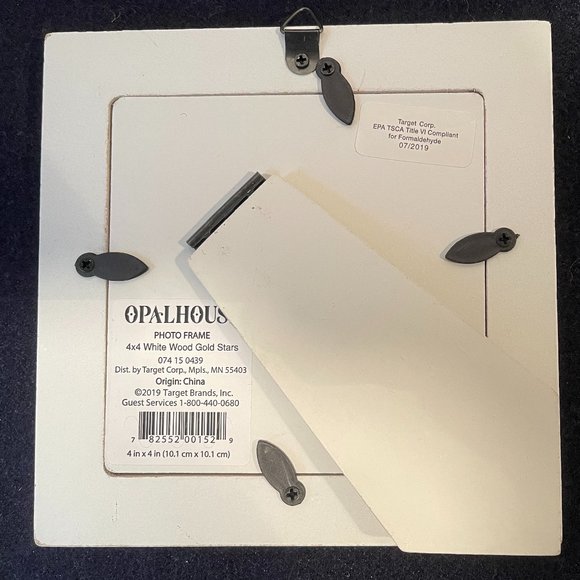 NEW Opalhouse Photo Frame White Wood with Gold Stars 4” x 4” - Picture 3 of 3